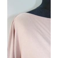 Bluzka kimono z krótkim rękawkiem i dekoltem łódka - beżowa